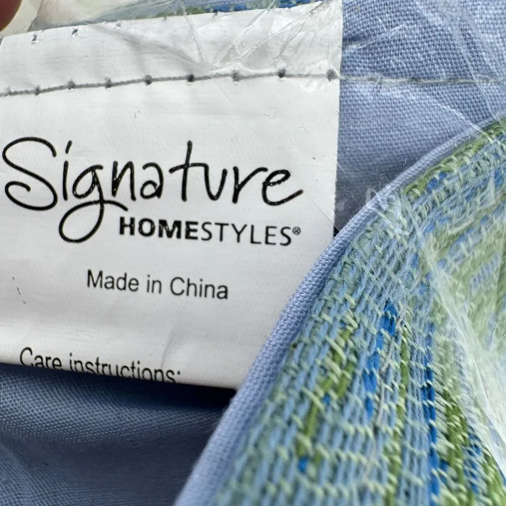 Signature Home Styles LN246RN Table Runner Blue Green Textured Stripe Modern